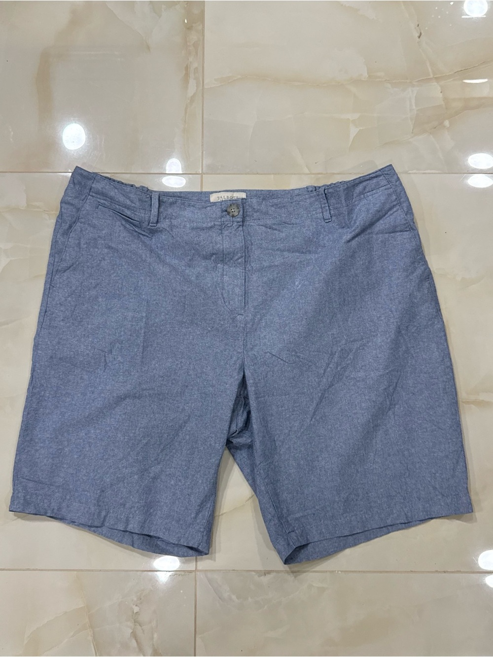 Talbots Men's Chambray Flat-Front Shorts - Blue